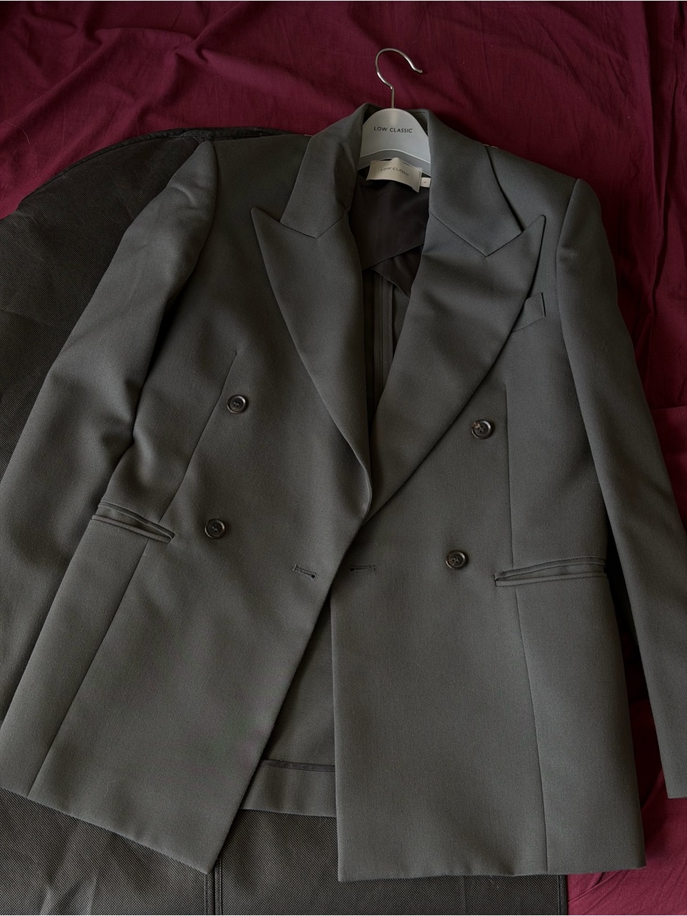 Low Classic Charcoal Double-Breasted Blazer